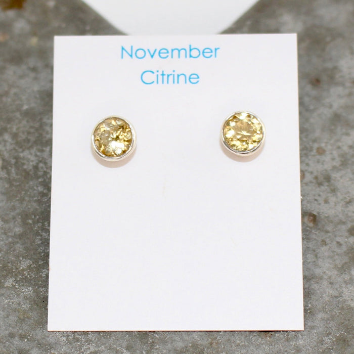 November Citrine Birthstone Studs - St Silver