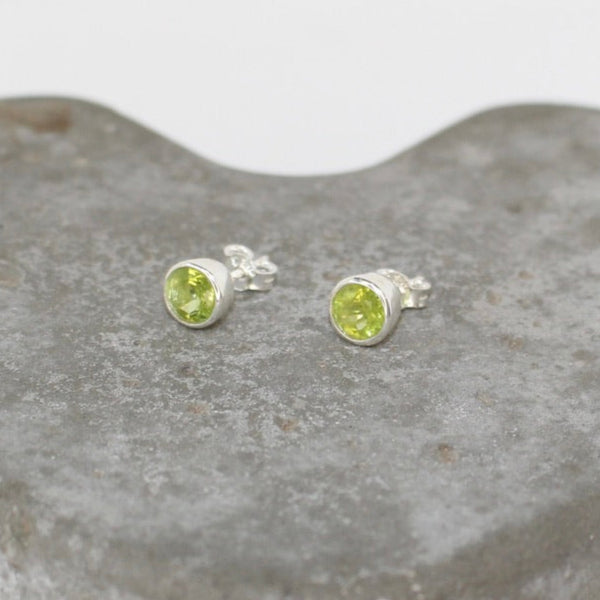 August Peridot Birthstone Studs - St Silver