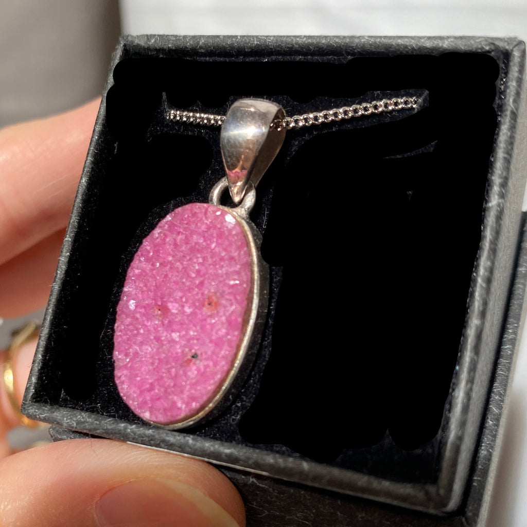 Colbalt calcite sterling silver oval pendant