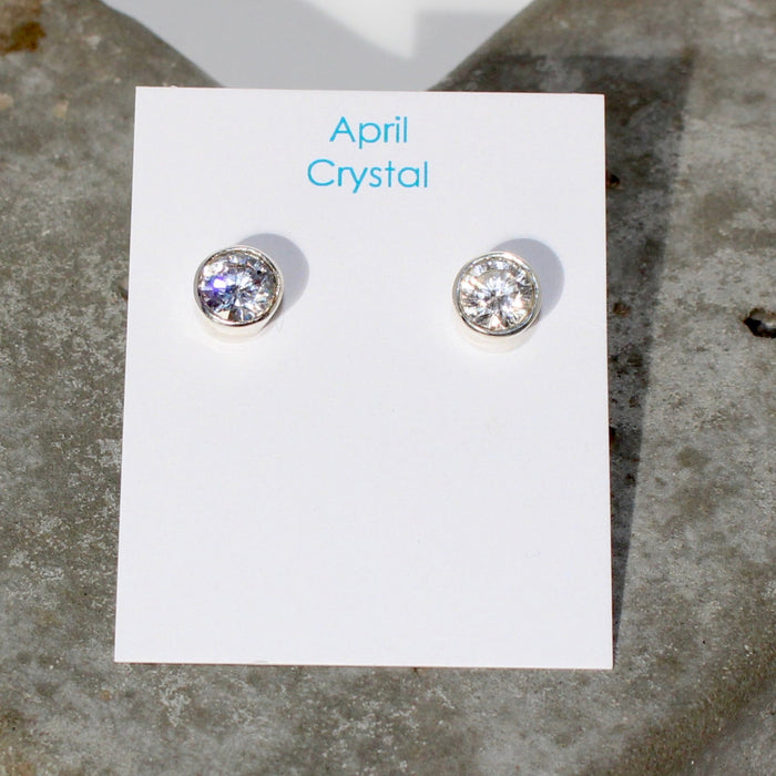 April Crystal Birthstone studs - St Silver