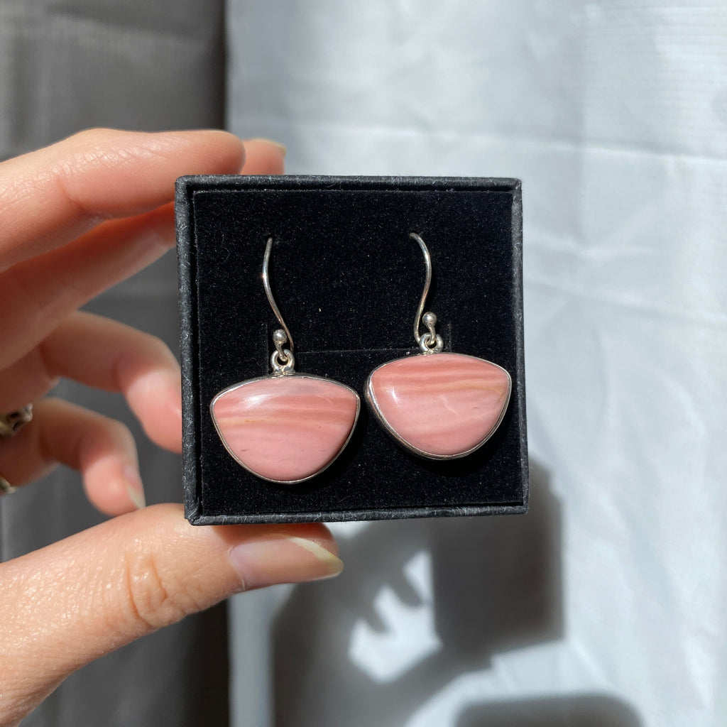 Australian pink opal earrings sterling silver