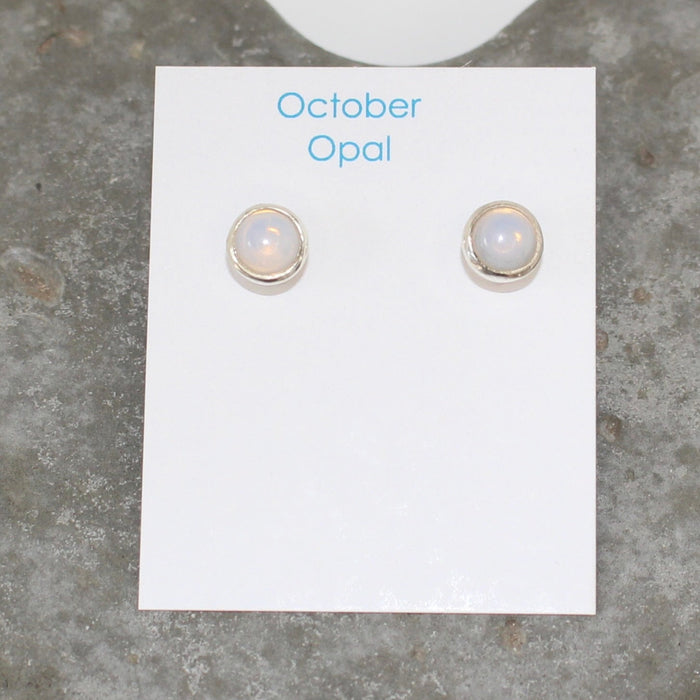 October Opalite Birthstone Studs - St Silver