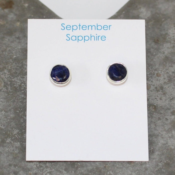 September Sapphire Birthstone Studs - St Silver