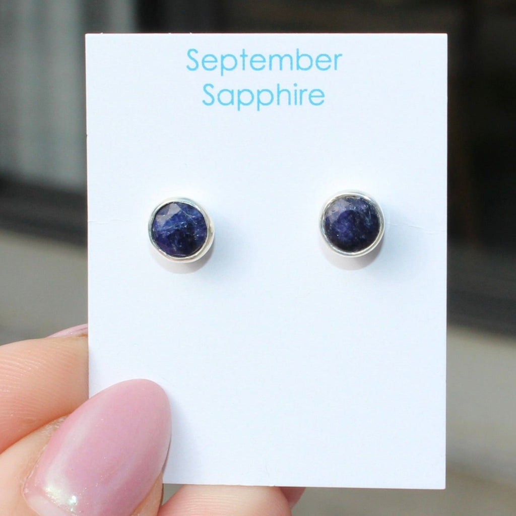 September Sapphire Birthstone Studs - St Silver