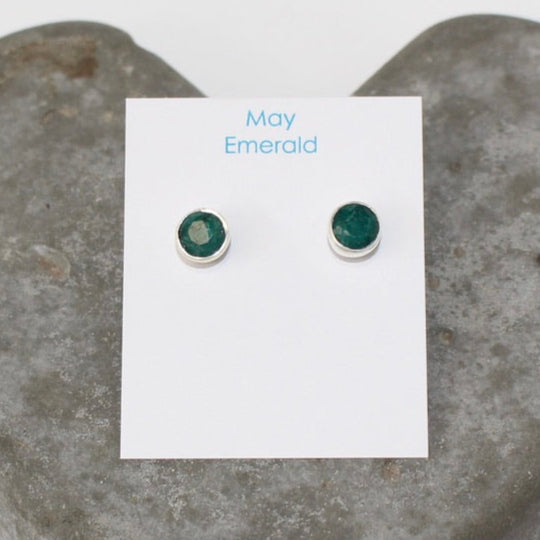 May Emerald Birthstone studs - St silver