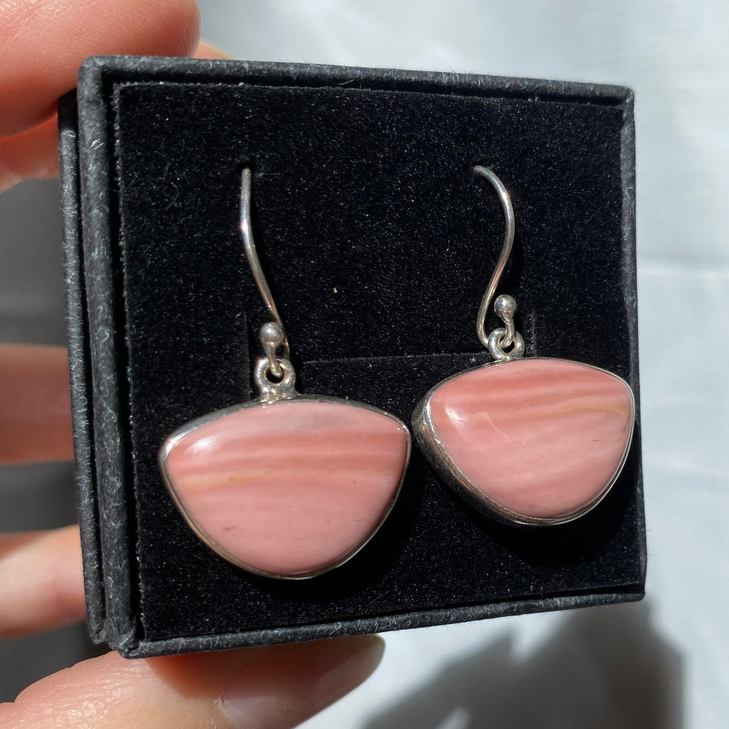Australian pink opal earrings sterling silver