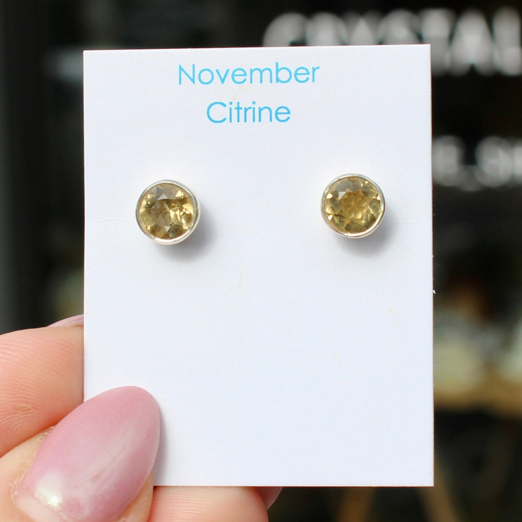November Citrine Birthstone Studs - St Silver
