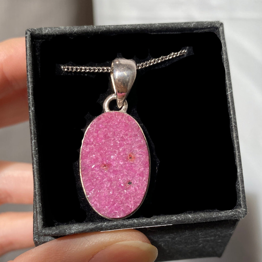 Colbalt calcite sterling silver oval pendant