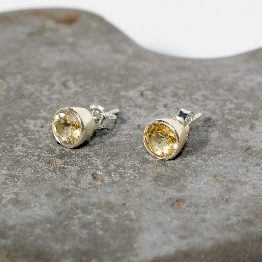 November Citrine Birthstone Studs - St Silver