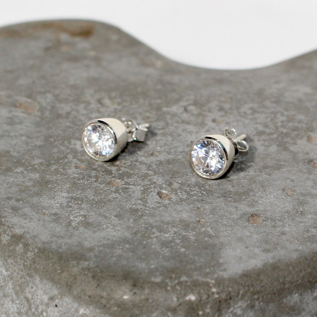 April Crystal Birthstone studs - St Silver
