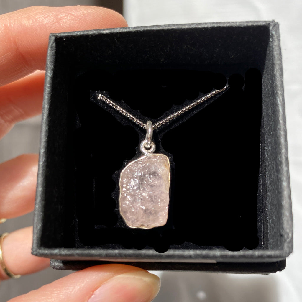 Rose quartz pendant set in sterling silver