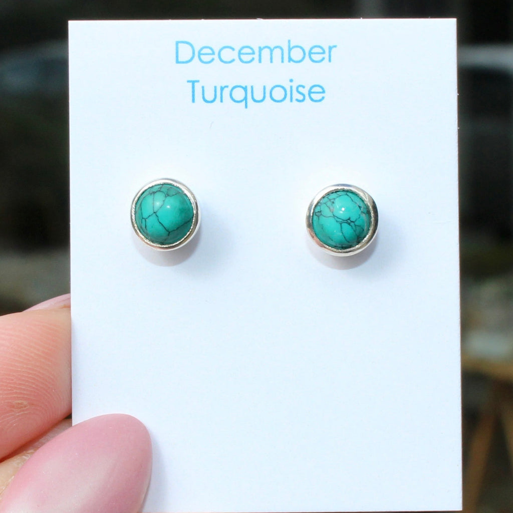 December Turquoise Birthstone Studs - St Silver