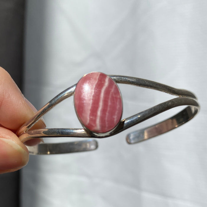 Rhodocrosite sterling silver bangle