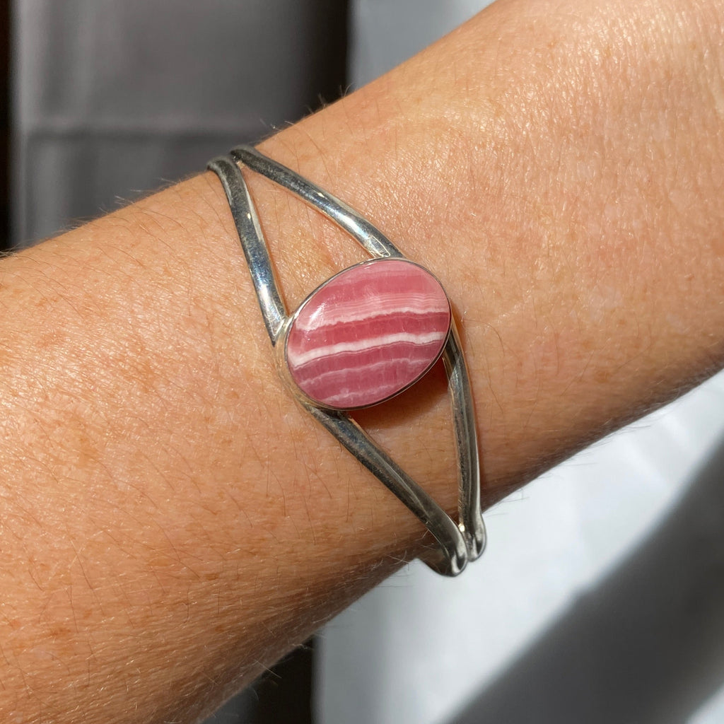 Rhodocrosite sterling silver bangle
