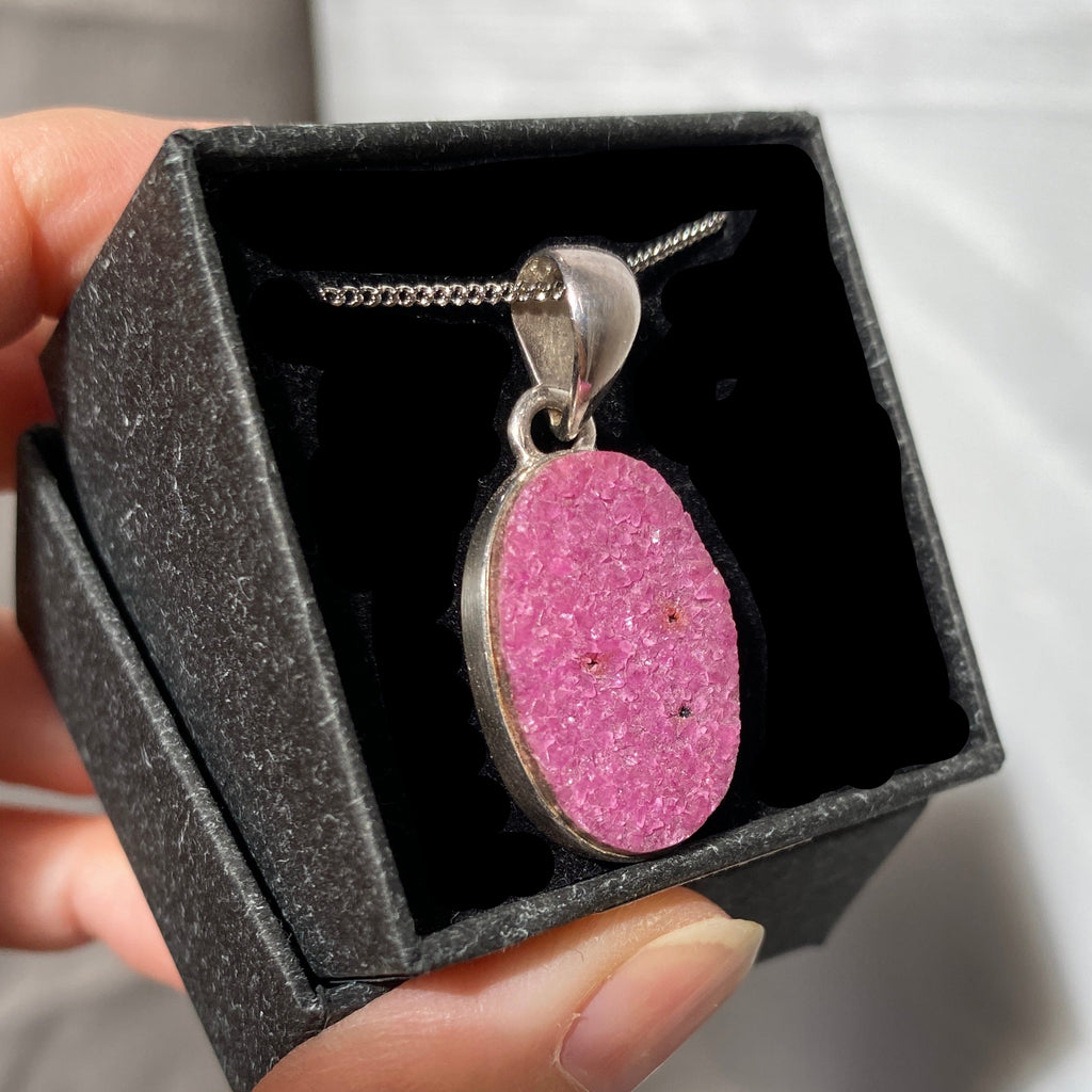 Colbalt calcite sterling silver oval pendant