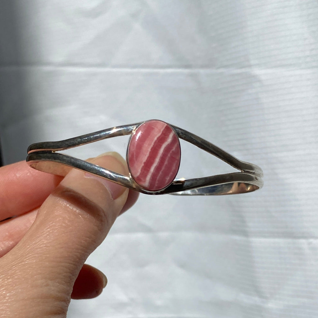 Rhodocrosite sterling silver bangle