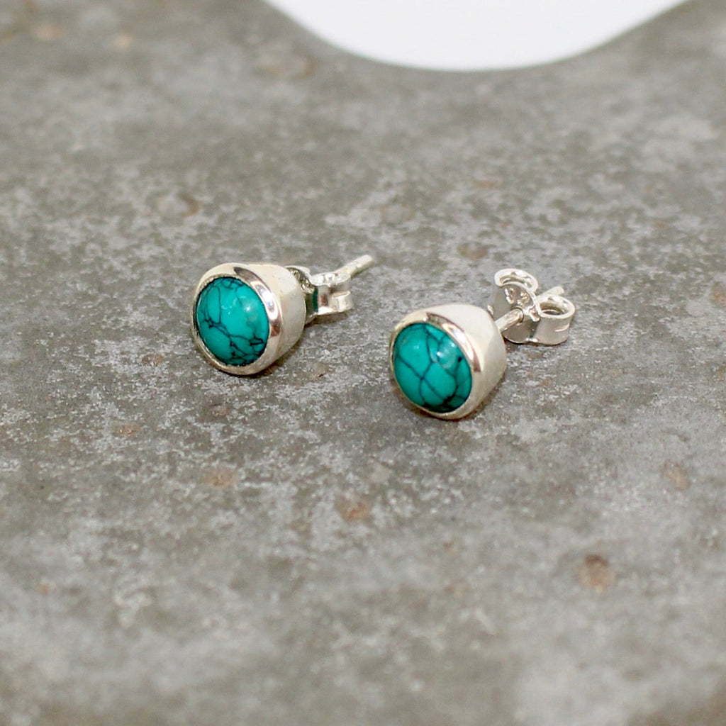 December Turquoise Birthstone Studs - St Silver