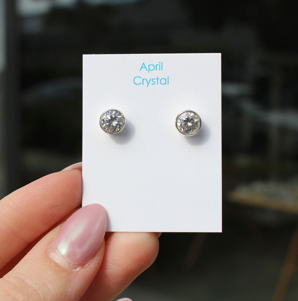 April Crystal Birthstone studs - St Silver