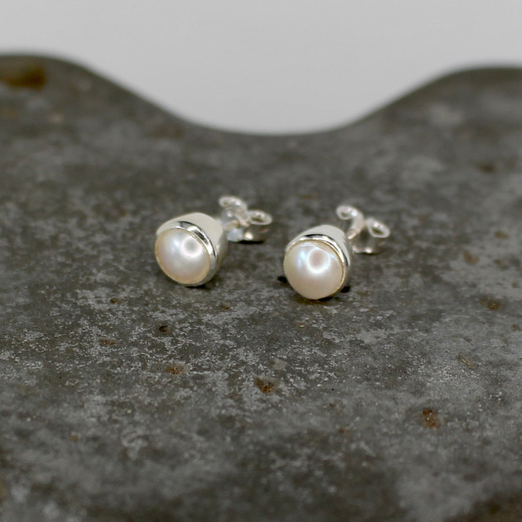 June Pearl Birthstone Studs - St Silver