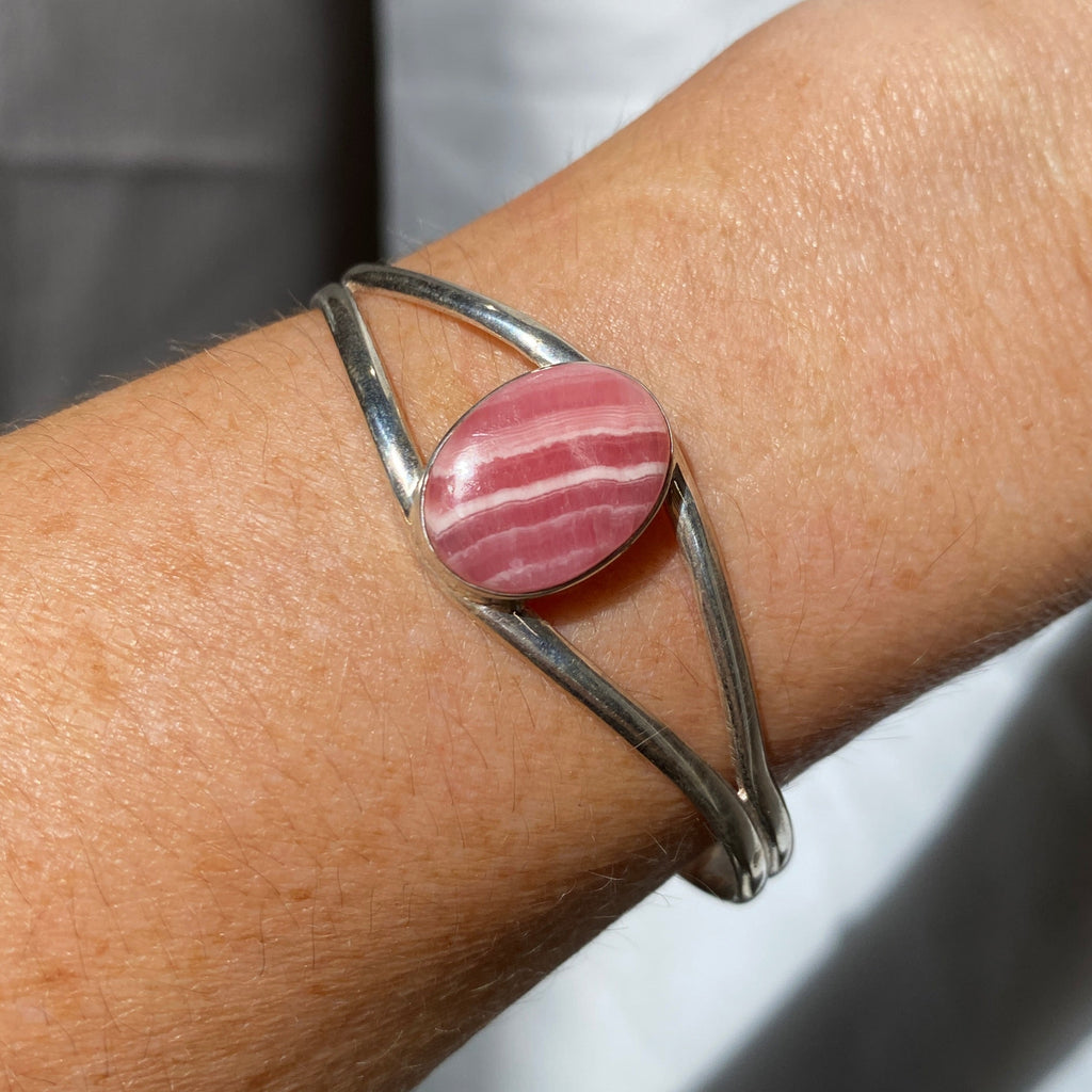 Rhodocrosite sterling silver bangle