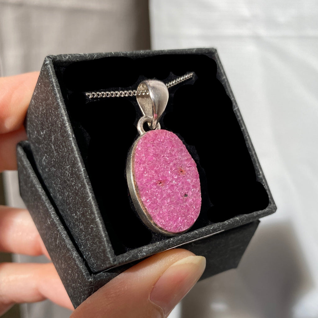 Colbalt calcite sterling silver oval pendant