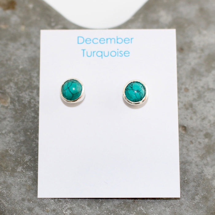 December Turquoise Birthstone Studs - St Silver