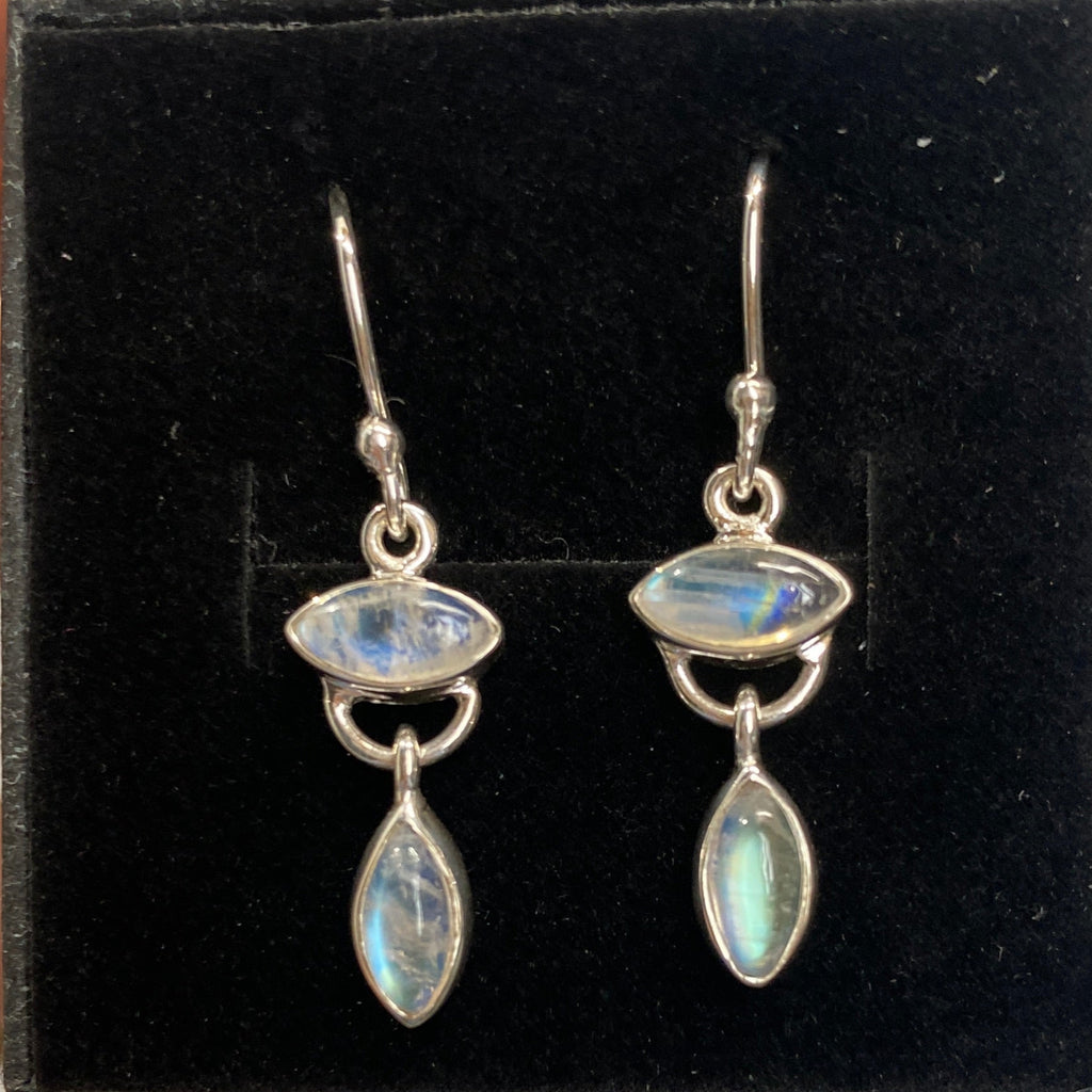 Moonstone silver drop earrings