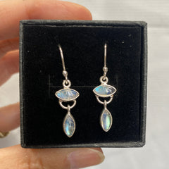 Moonstone silver drop earrings