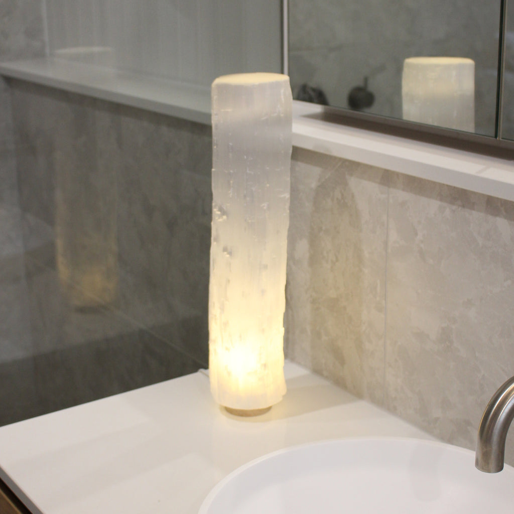 Selenite cylinder lamp 40cm