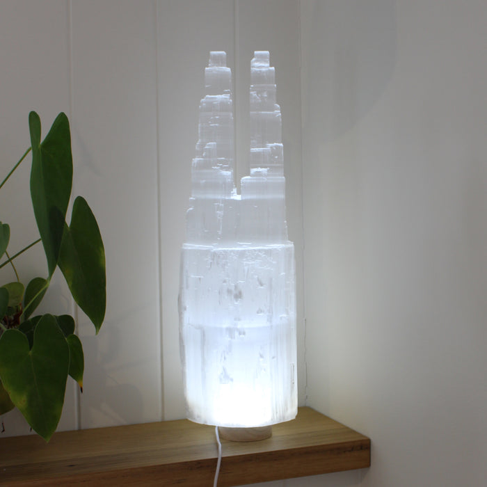 Twin top Selenite Lamp 40cm