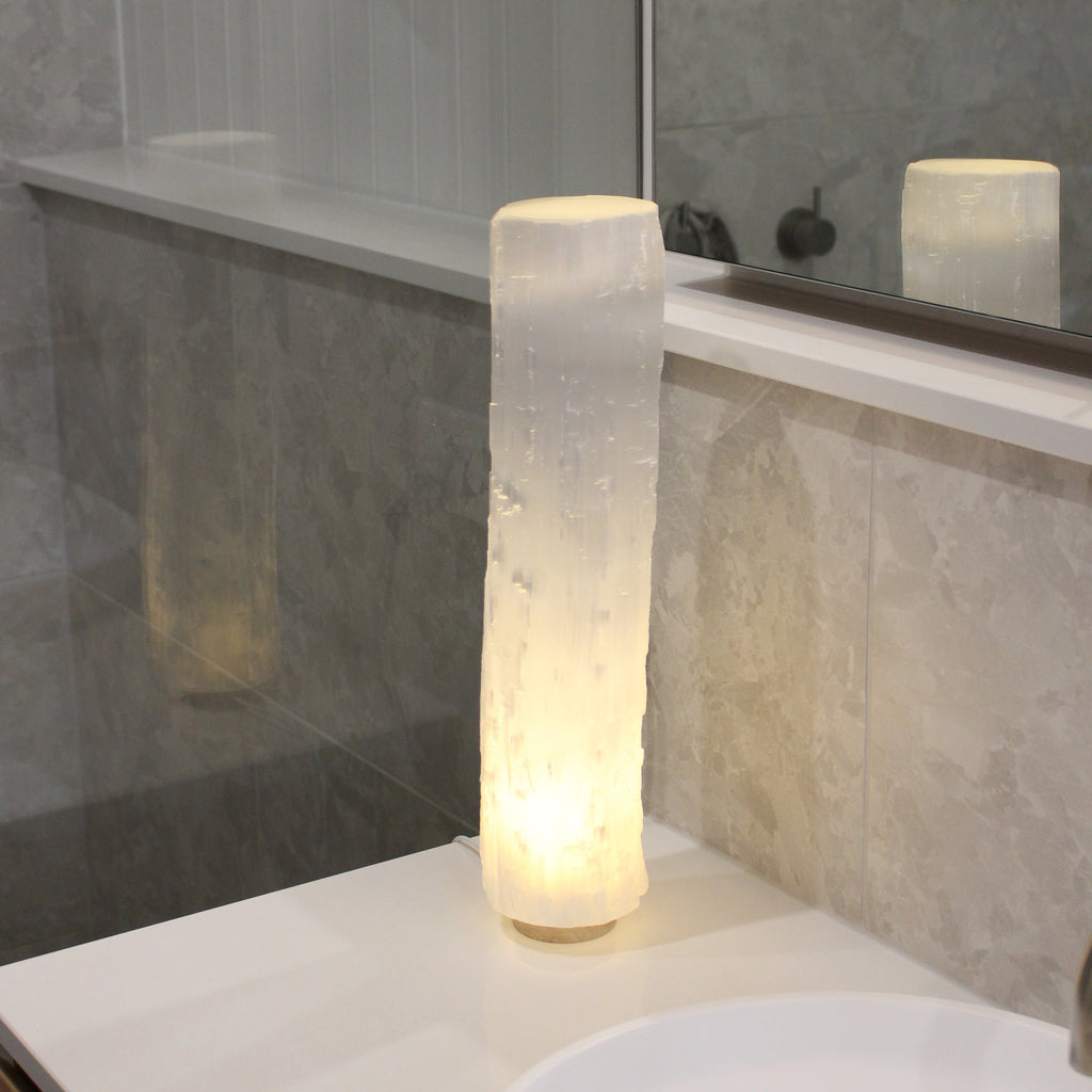 Selenite cylinder lamp 40cm