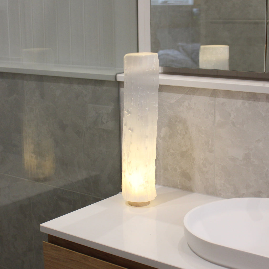 Selenite cylinder lamp 40cm