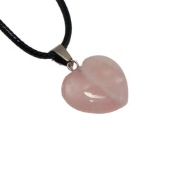 Rose quartz heart on black cord