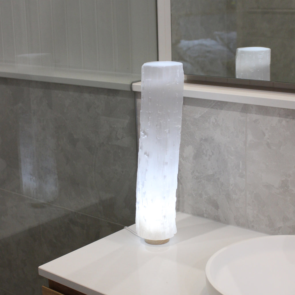 Selenite cylinder lamp 40cm