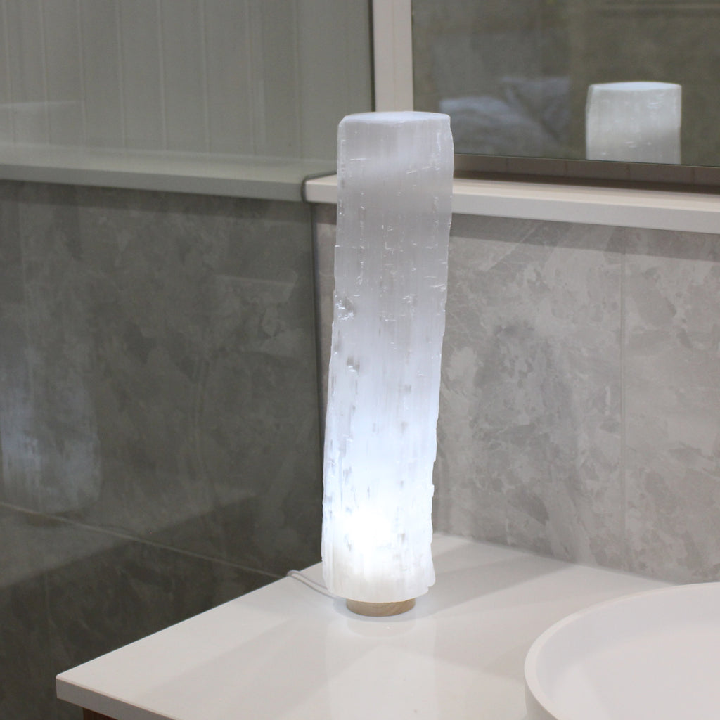 Selenite cylinder lamp 40cm