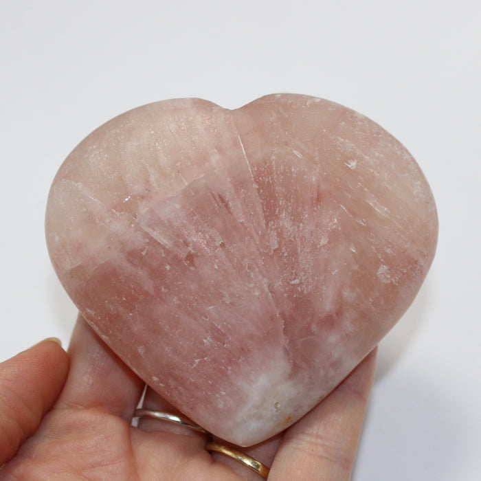 Rose calcite heart