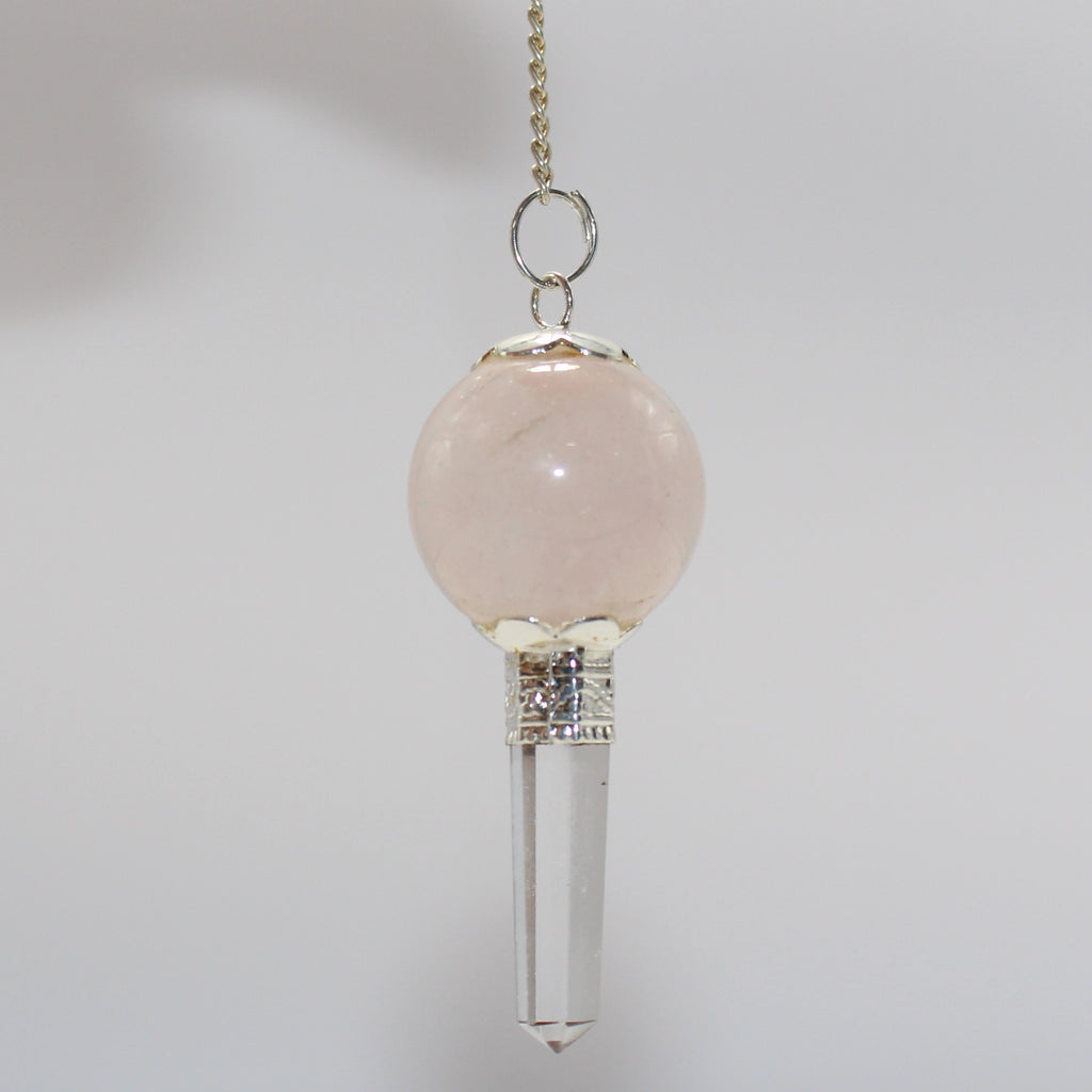 Rose quartz pendulum with clear quartz