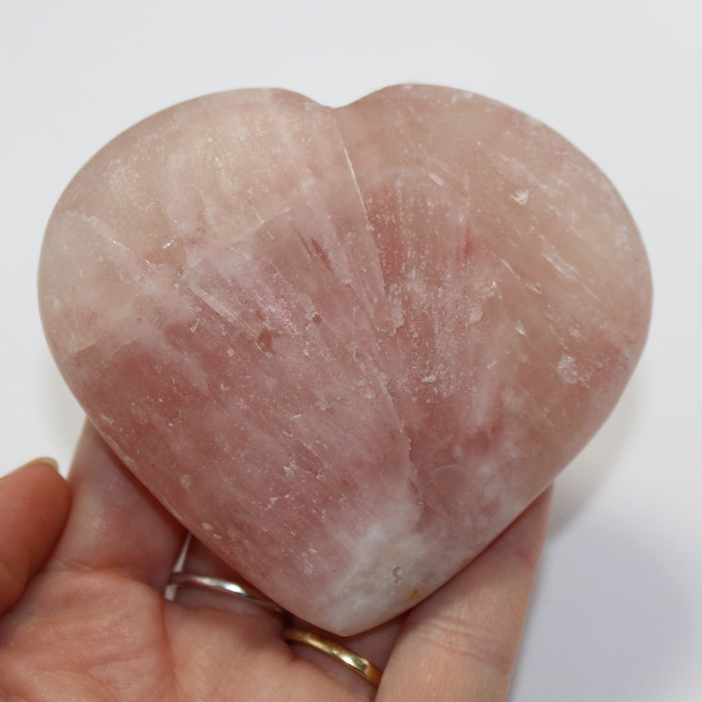 Rose calcite heart