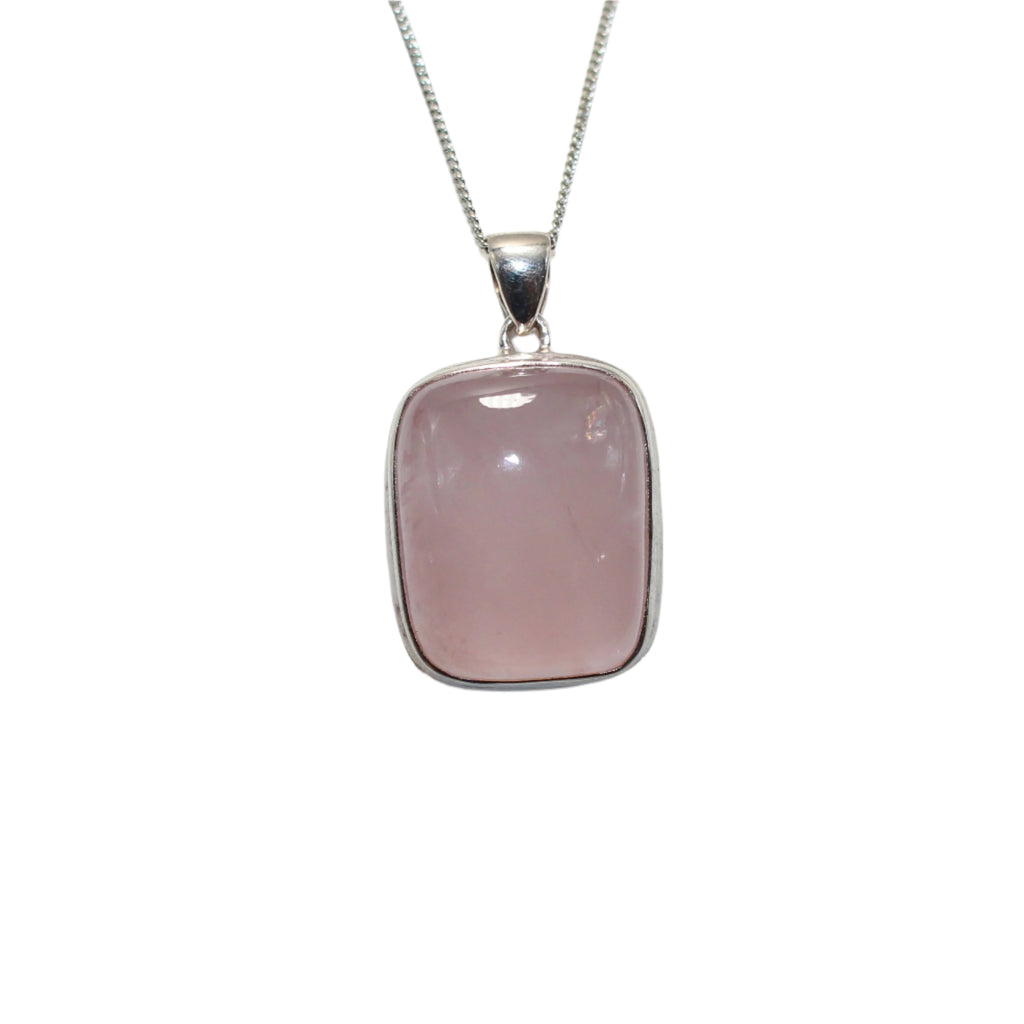 Rose quartz sterling silver pendant