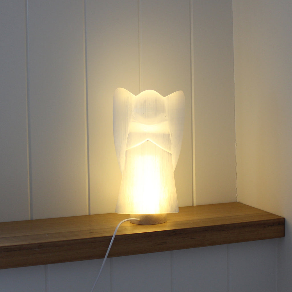 Selenite Angel lamp