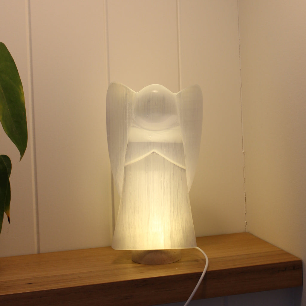 Selenite Angel lamp