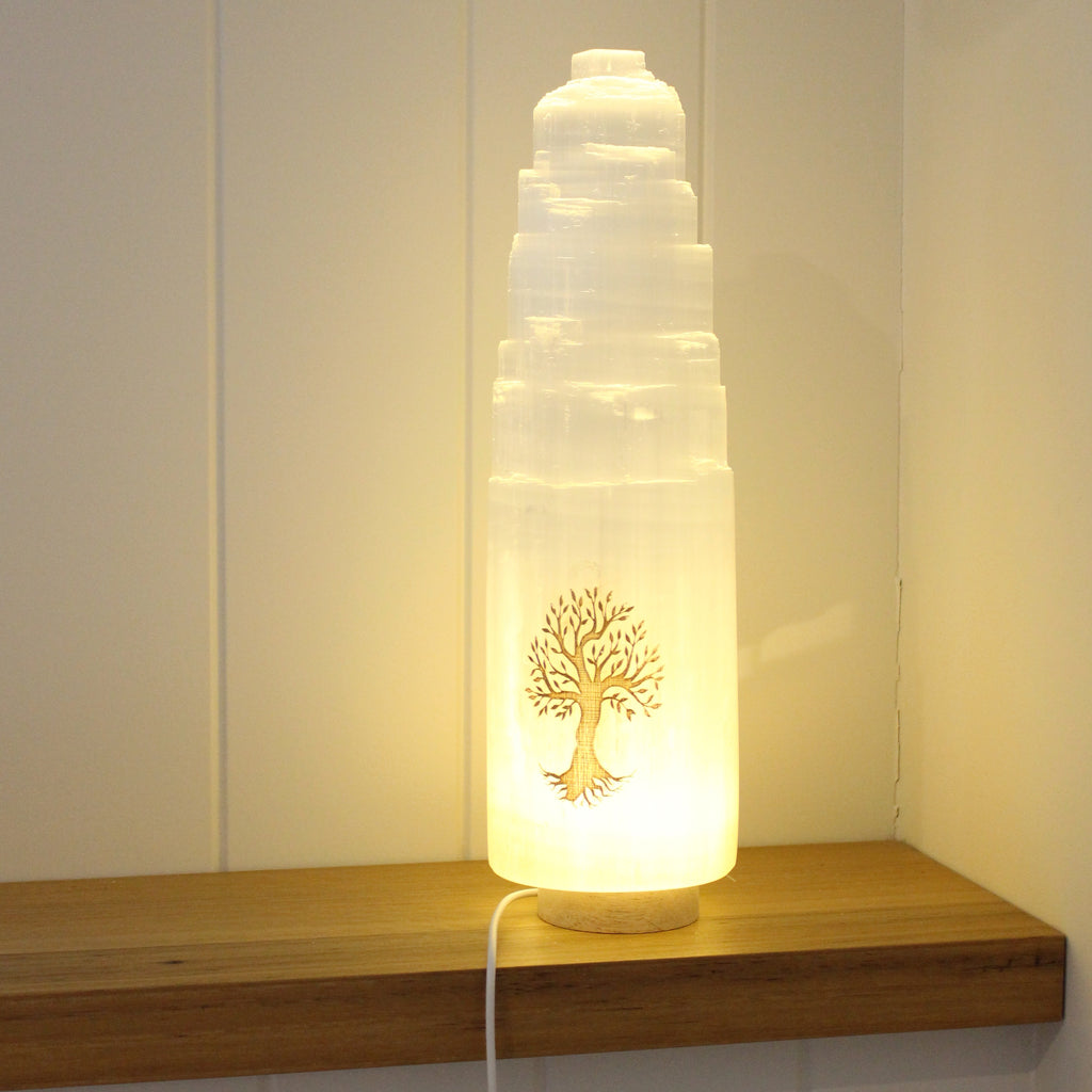 Tree of life selenite lamp 30cm