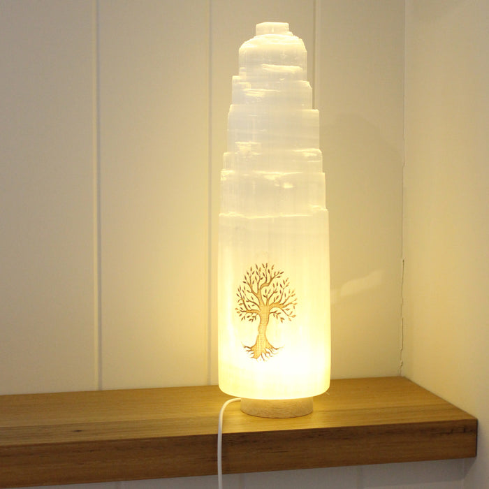 Tree of life selenite lamp 30cm