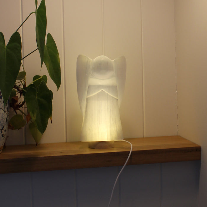 Selenite Angel lamp