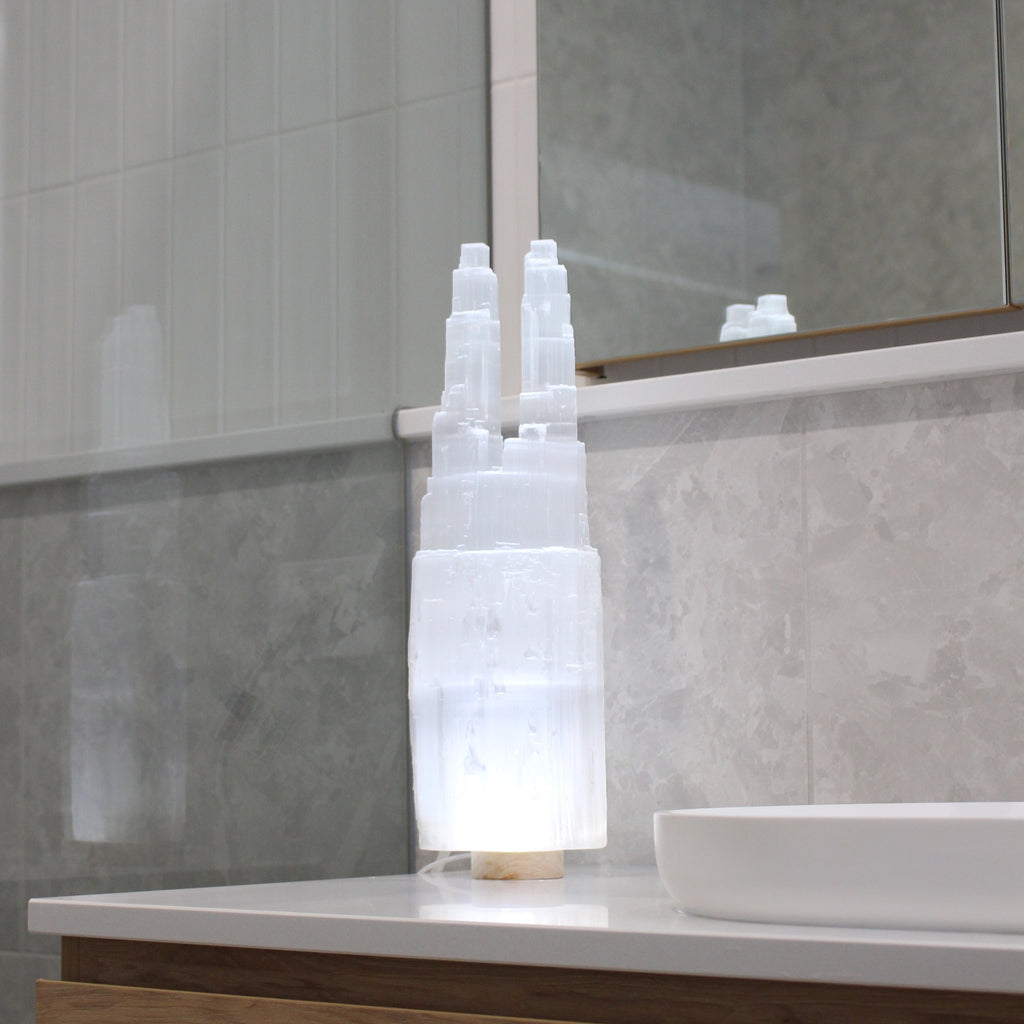 Twin top Selenite Lamp 40cm