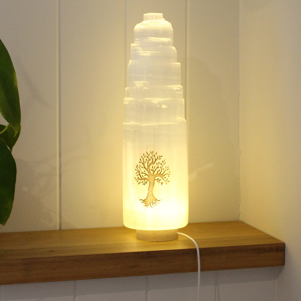 Tree of life selenite lamp 30cm