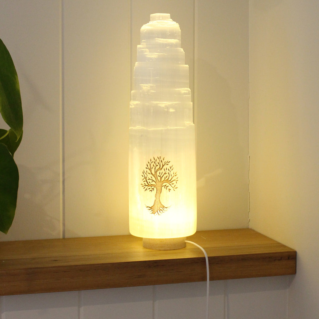 Tree of life selenite lamp 30cm