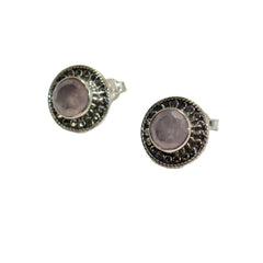 Rose quartz studs