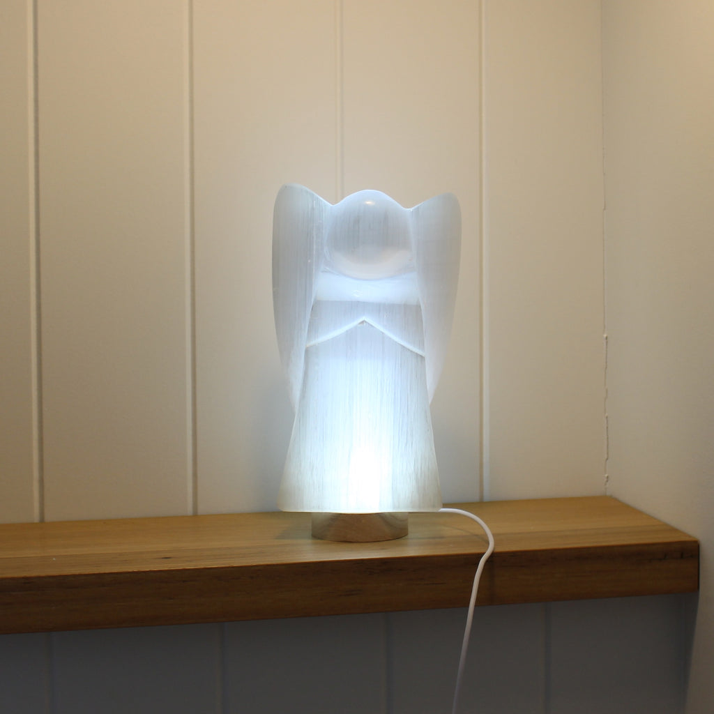 Selenite Angel lamp