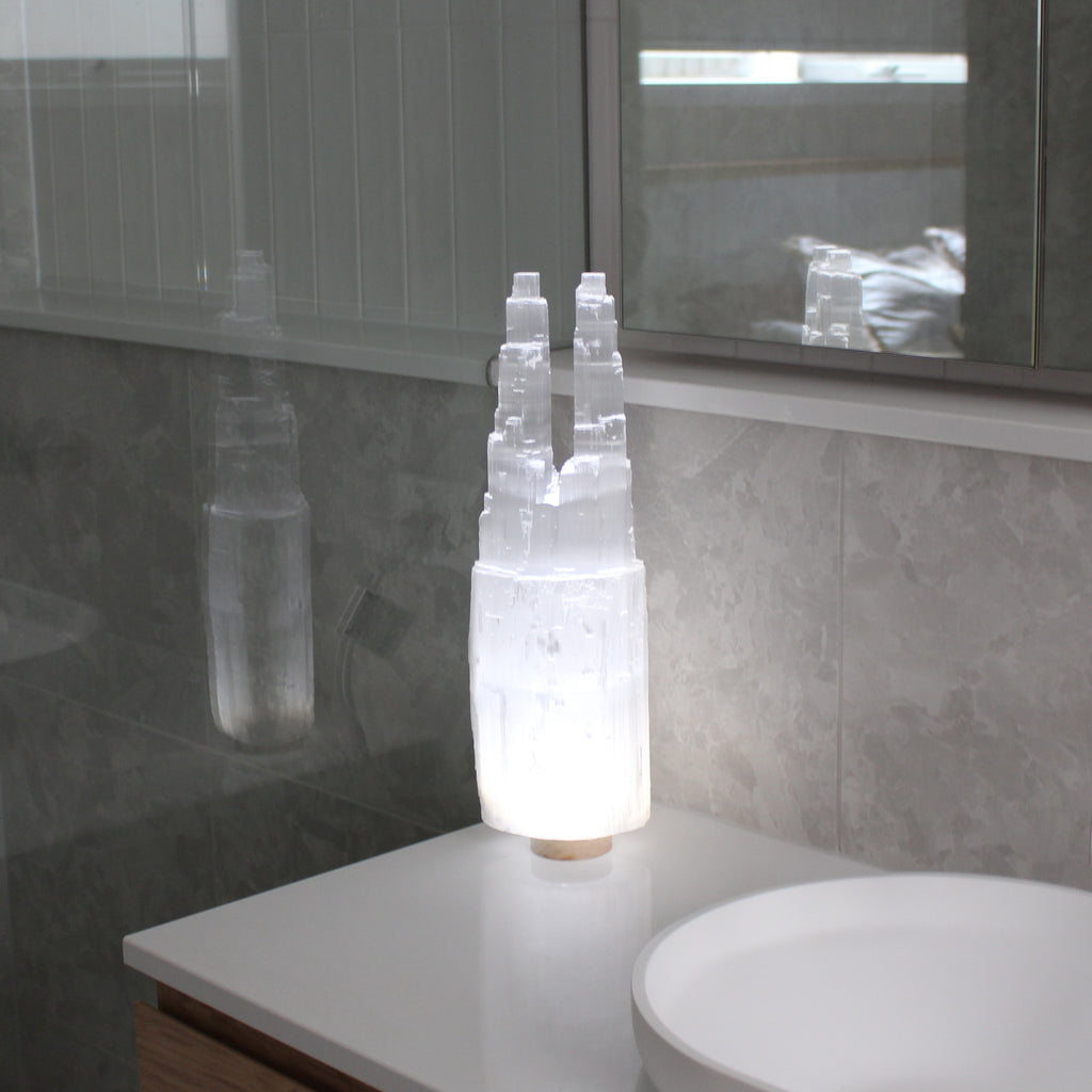 Twin top Selenite Lamp 40cm